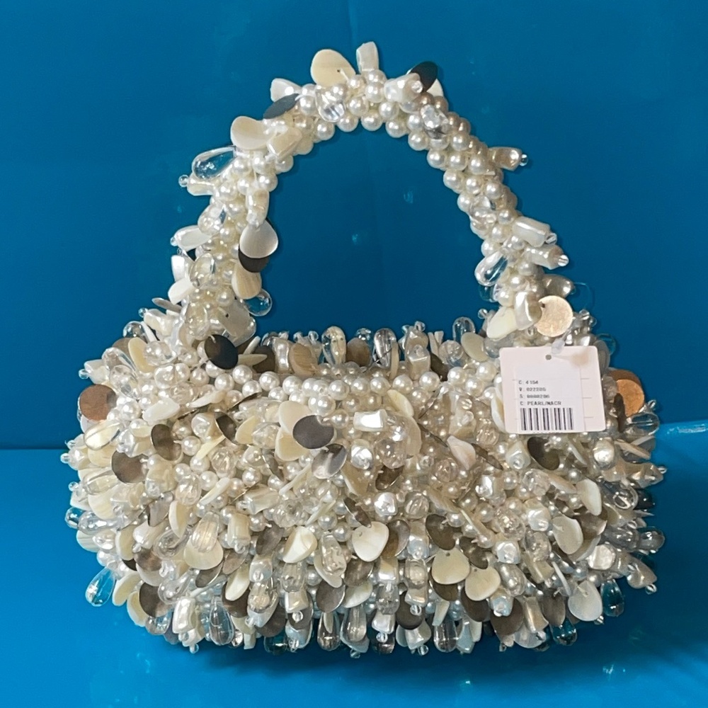 Anthropologie Pearl Fringe Handbag - Picture 2 of 6